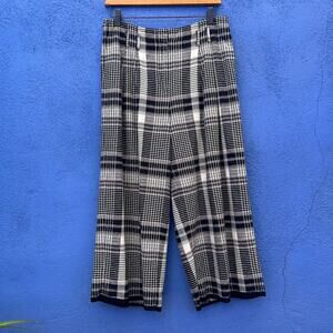 Anthropologie Et:itwa Luca Wide Leg Texturted Academia Plaid Cropped Pant